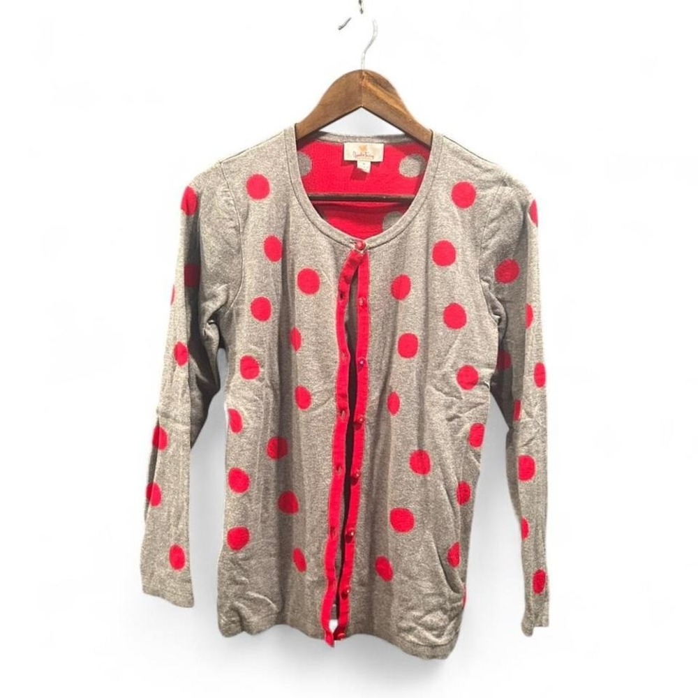 Women's Gray and red polka dot cardigan‎ by the Quacker Factory size small (S2)